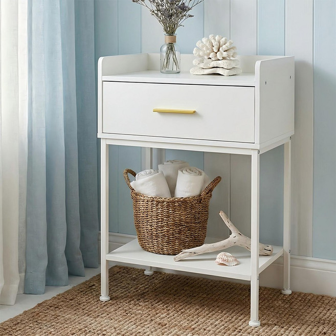 KOTTII 2단 침대협탁 수납 서랍 침실협탁, 1개, 화이트 + 1서랍