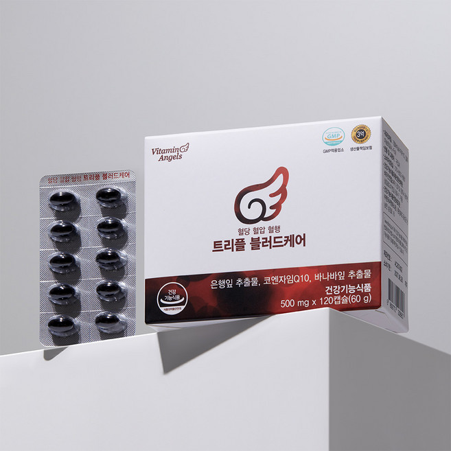 혈당혈압혈행 트리플 블러드케어 500mgx120캡슐 (2개월분) 바나바잎 코큐텐 은행잎, 1개, 120정