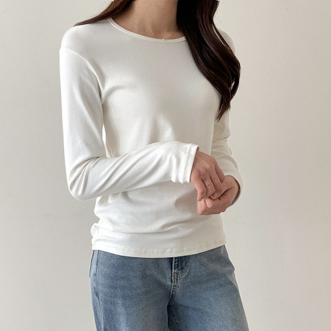 데일리앤 알피스 면 모달 여성 스판 긴팔 기본 이너 티셔츠 봄 가을 기본 무지티