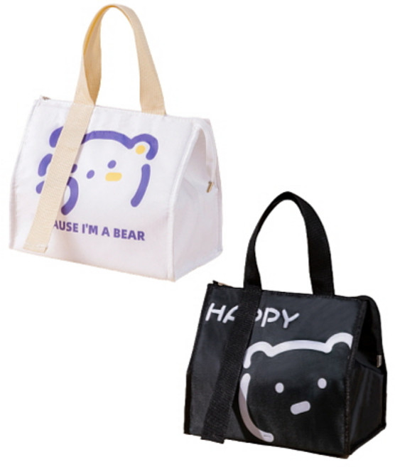 1+1 보냉가방 보온 도시락 가방 미니 보냉백 4color, 화이트, 블랙