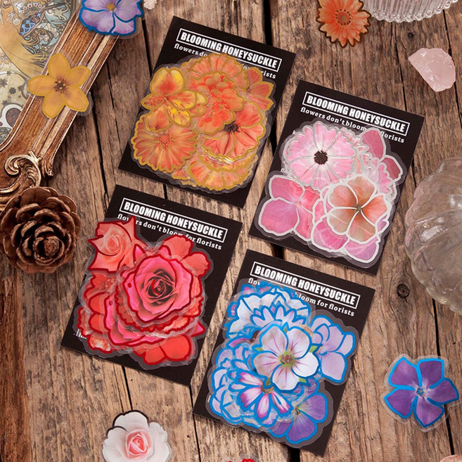감성 꽃잎 압화 플라워 PET 다꾸 조각 스티커 8종, 3.코스모스 (ST-1849)