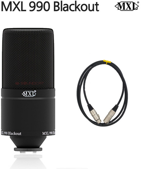 [뉴사운드] MXL 990 BLACKOUT 한정판 수량 입고/ 보컬 방송용 녹음용 홈레코딩 콘덴서 마이크, MXL990 Blackout+5m 마이크 케이블