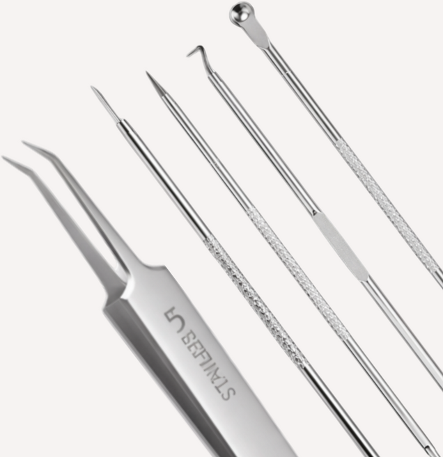 비워즈 전문가용 프리미엄 블랙헤드 정밀 피지 핀셋 세트, 1개, L자 핀셋