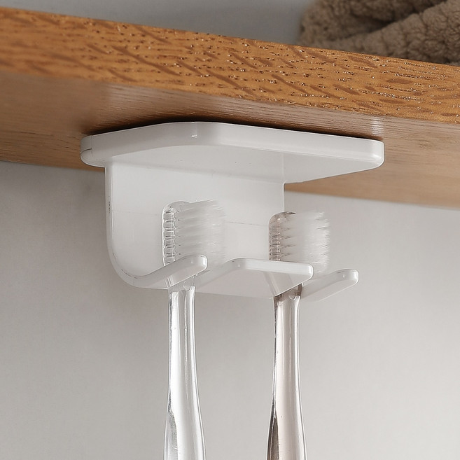 코지티 상부장 무타공 칫솔걸이 거치대 2구, 화이트, 1개