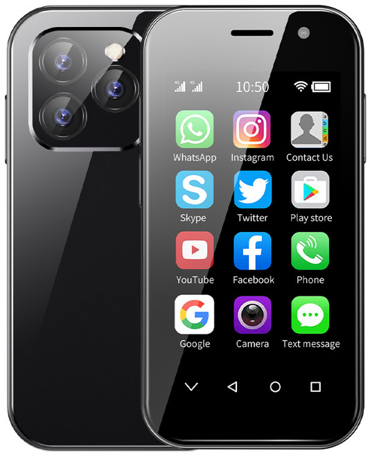 SOYES XS14 Pro 4GB RAM 128GB ROM 슈퍼 미니 스마트폰 4G LTE 3.0인치 화면 Android 12.0 옥타코어 프로세서 귀여운 소형 핸드폰 선물, Black