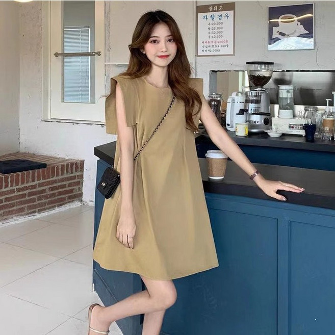 셀리즈로 스타일리쉬한 루즈핏 민소매 플라잉 소매 원피스