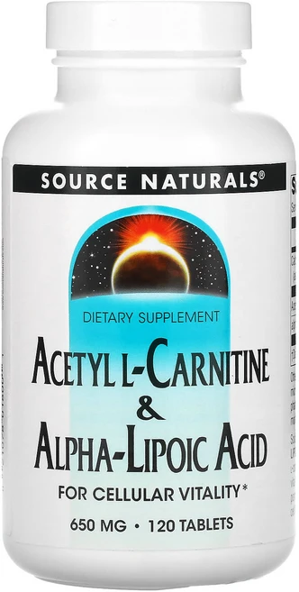 Source Naturals 아세틸-L-카르니틴 & 알파 리포산 650mg 120정, SourceNaturals아세틸L카르니틴알파리포산650, 1개 - 쿠팡