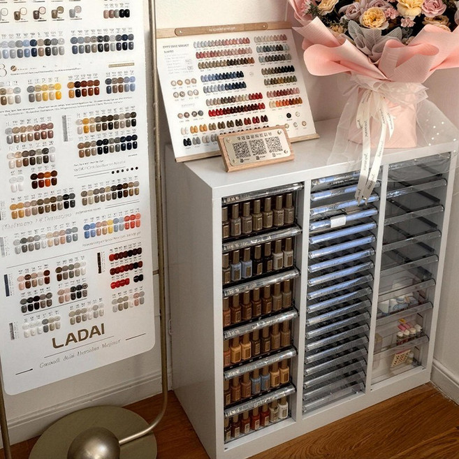 SeekFun 네일 서랍장 화장품 정리함 매니큐어 수납함 다용도 캐비닛 악세사리 정리 수납장 화장대, 36단, 화이트/White