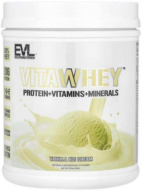 EVLution Nutrition VitaWhey™ 바닐라 아이스크림 554g(19.5oz) Nutrition (이블루션 뉴트리션), 553g, 1개