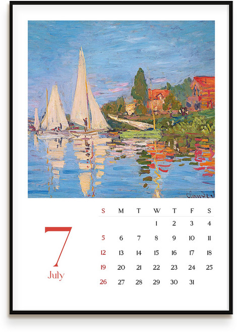 명화 모네 달력 캘린더 포스터 액자 낱장 월별달력, 7월 모네달력