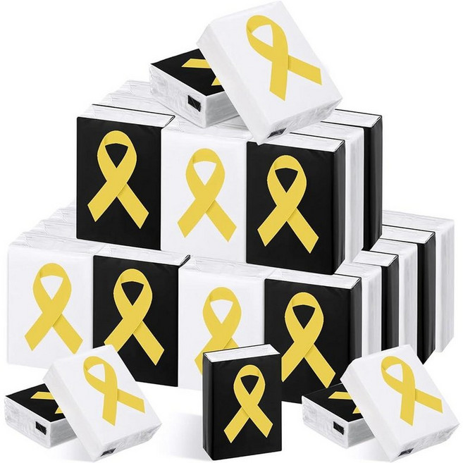 Fullhawl 36팩 유방암 인식 포켓 티슈 핑크 리본 여행용 페이셜 벌크 미니 타입 자선 생존자 캠페인 파티 용품 기념품 선물 207782 8594801910, 옐로우