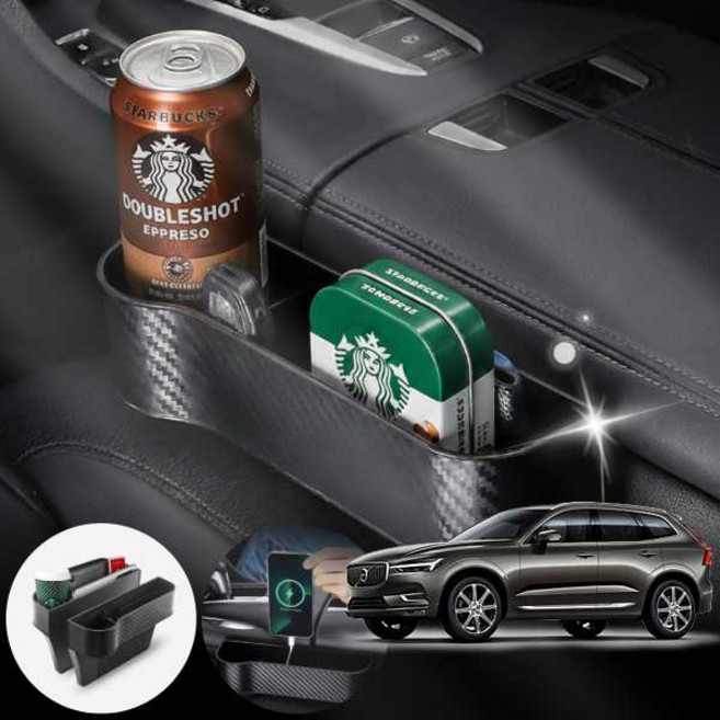 볼보 XC60 T5 (17~21) 자동차 틈새 멀티 사이드 포켓 수납함 운전석 보조석 세트 2개 블랙