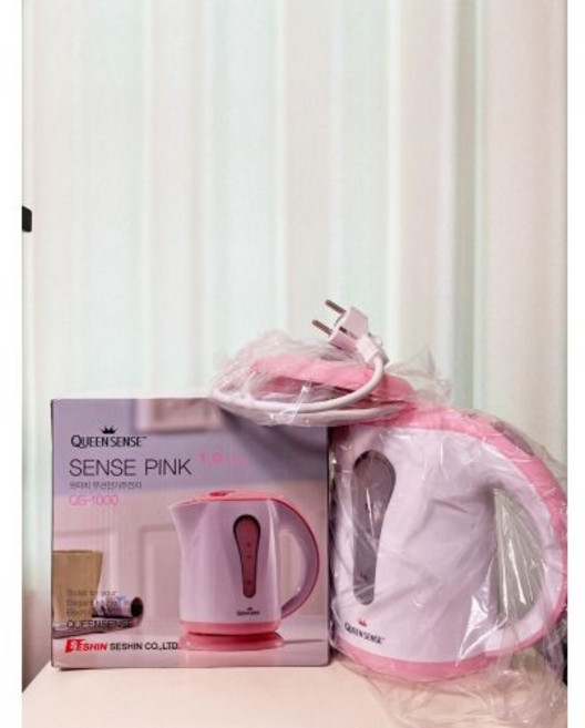 퀸센스 원터치 무선 전기 주전자 QS-1000 핑크 1L, 단품