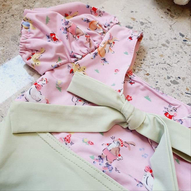 몽콕 여아 동물 캐릭터 수영복 모자세트