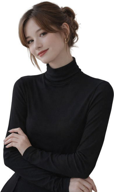 MS HOME 여성 모달 반목 폴라 이너 티셔츠 긴팔