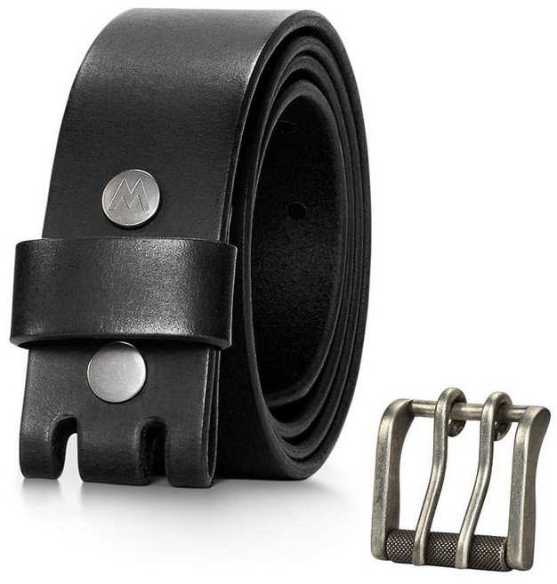 Wrangler 남성용 천연 가죽 벨트 38mm 캐주얼 벨트 탈착식 더블 프롱 롤러 버클 청바지용 남성용 선물 블랙.