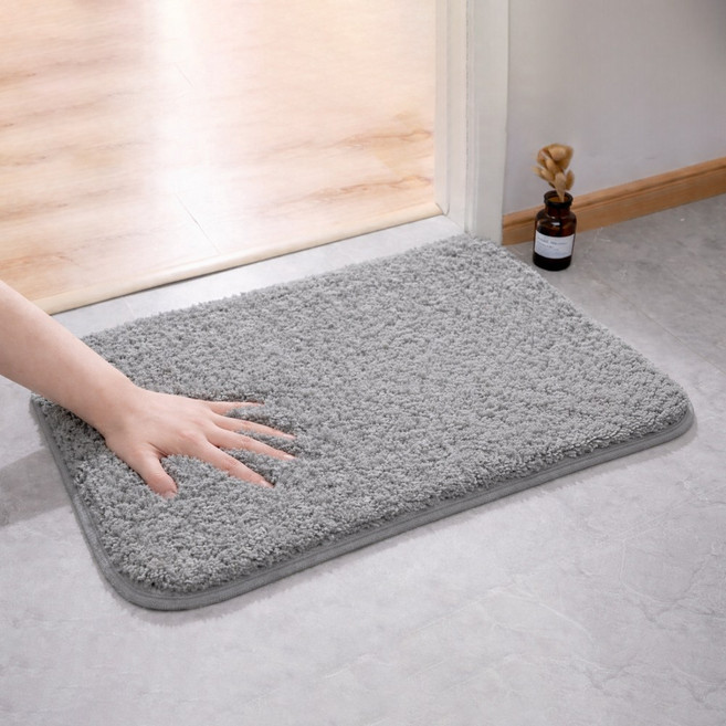메르 극세사 호텔 욕실 푹신한 발매트, 1개, 그레이