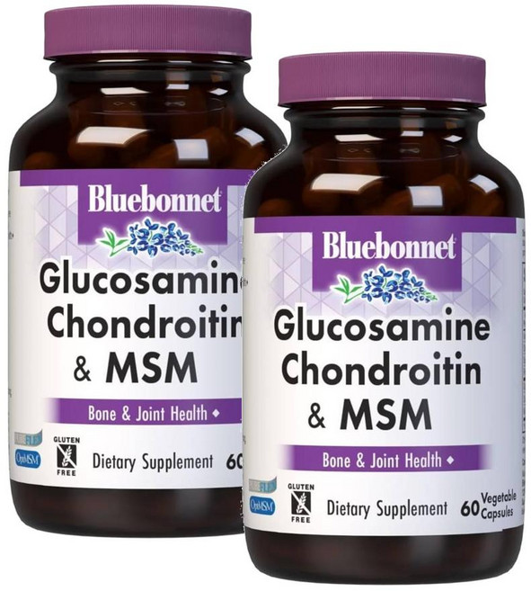 블루보넷 글루코사민 콘드로이친 & 엠에스엠 (20일분) Bluebonnet Glucosamine Chondroitin & MSM, 2개, 60정