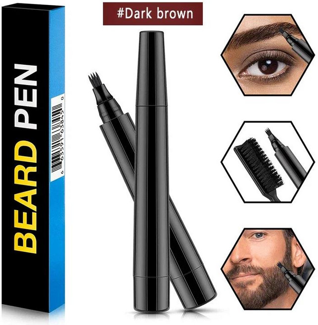 수염 펜 이발사 연필 얼굴 헤어 스타일링 눈썹 도구 콧수염 수리 방수 색칠 도구 남성 화장품 수염 필러, 13 Dark brown set, 1개