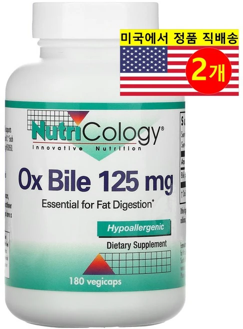 Nutricology 뉴트리콜로지 옥스 바일 황소 담즙 125mg Ox Bile, 2개 - 쿠팡