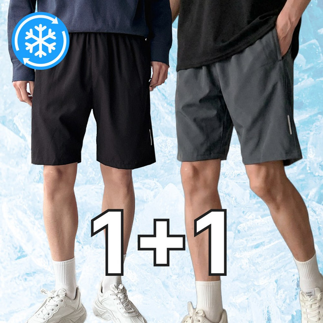 핏노블 2P 남자 반바지 5부 여름용 트레이닝 밴딩 팬츠 1+1