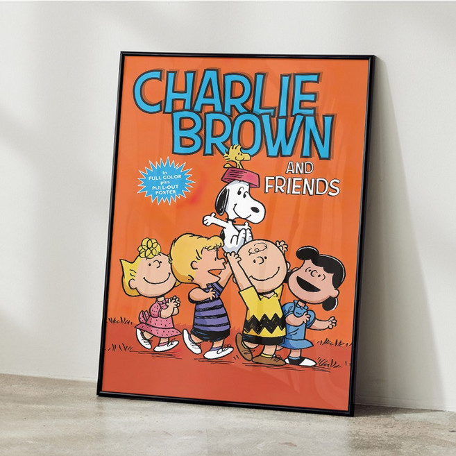 스누피 그림 포스터 snoopy 빈티지 일러스트 액자 카페 감성 아기방 인테리어 소품 23, A3 사이즈(297x420mm), A3 포스터 + 블랙 액자 결합