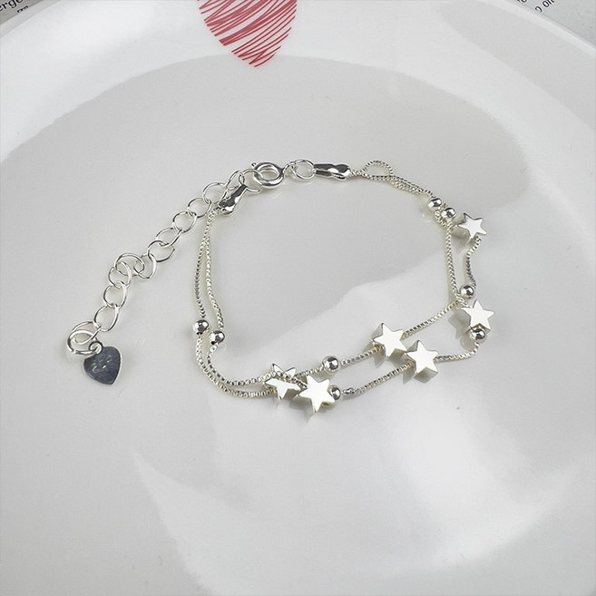 디아브 두줄 레이어드 미니 비즈 별 팔찌 스타
