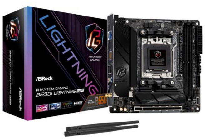 ASRock B650I Lightning WiFi AMD Ryzen 7000 CPU (Soket AM5) B650 Mini-ITX 마더보드 시리즈