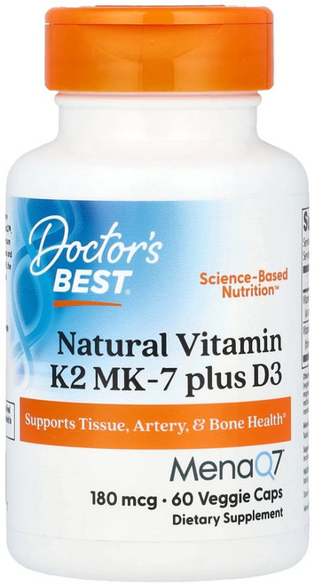 닥터스베스트 MenaQ7 및 비타민D3 비타민K2 MK-7 180mcg 베지 캡슐 60정, 1개