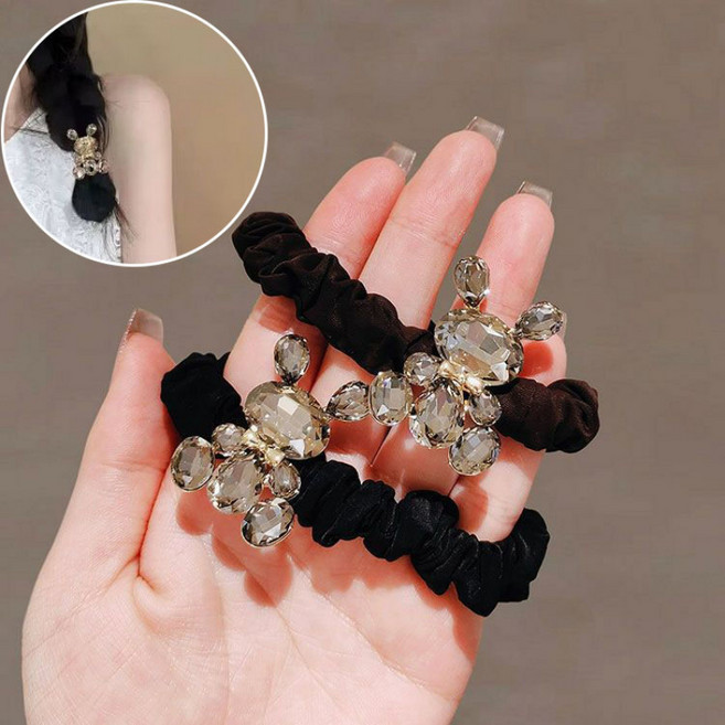 ZMBIRD 블링 큐빅 토끼 곱창 머리끈 2종세트 N5474