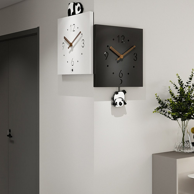 양면 LED 무소음 벽시계, 블랙화이트