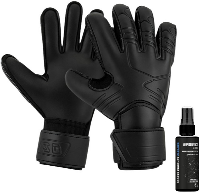 풋볼몬스터 JANUS 어린이 성인 골키퍼장갑 전용세정제 파우치 증정 손가락꺾임방지 핑거세이브, 올블랙, 1개