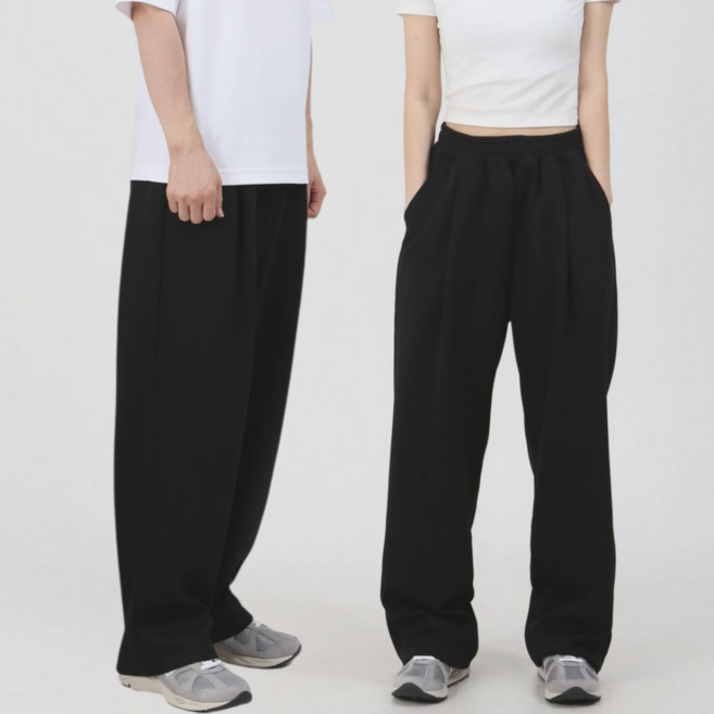 올리즌 남녀공용 원턱 와이드 팬츠 트레이닝 바지 AR2786QW