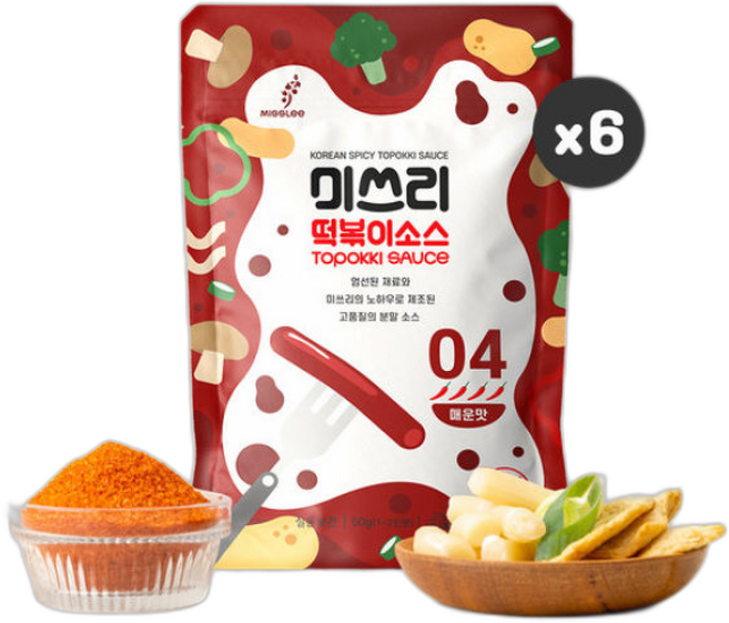 미쓰리 떡볶이소스 4단계 매운맛, 6개, 50g