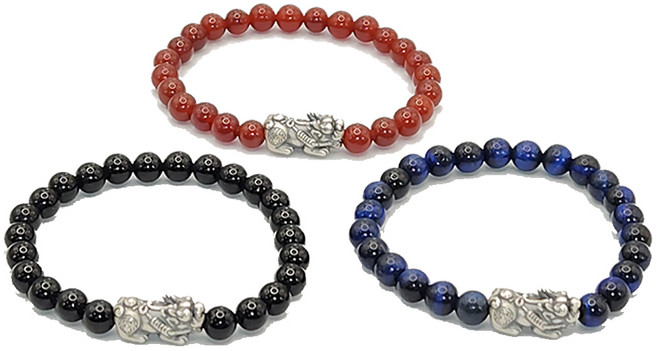 wrikri 순은 S999 실버 비휴 노마 블루타이거 호산석 팔찌