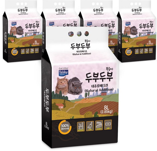 테비 두부두부 네츄럴에디션, 복숭아, 5개, 8L