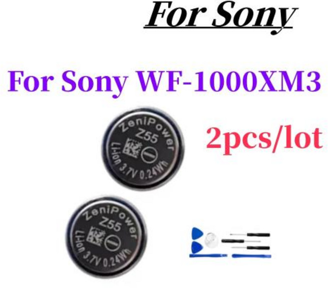 ZeniPower 용 Sony WF-1000XM3 WF-1000XM4 WF-1000XM5 Z55H Z55 Z55FH 용 2 개몫 교체 헤드셋 배터리, 3)Z55-2PCS