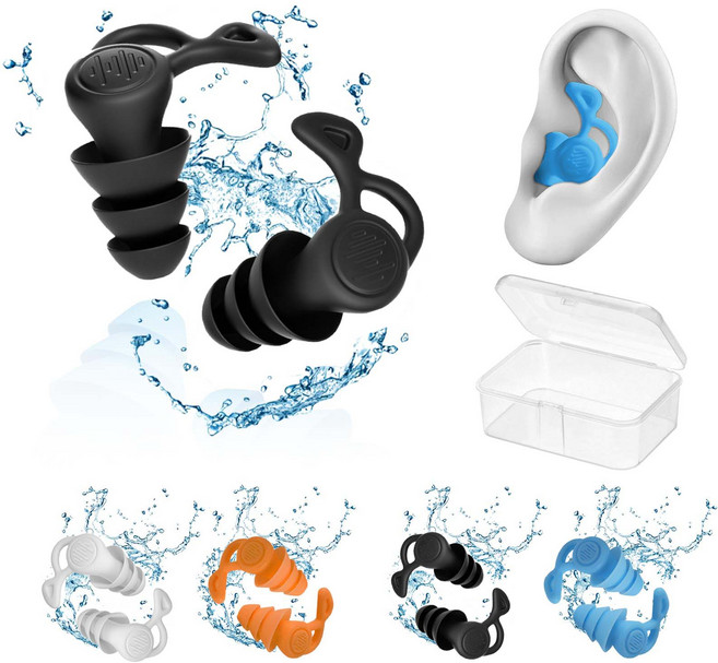 루이 멀티펑션 귀마개 수면 수영 워터스포츠, 블랙, 1세트