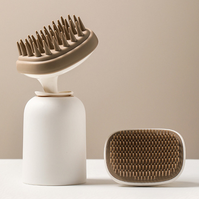 로르블랑 두피 모발 케어 이중 샴푸 브러쉬, 1개, 브라운