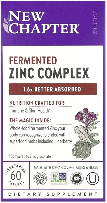 단백질 비타민 철분 마그내슘 칼슘 New Chapter 발효 아연 복합체 베지 정제 60정 고루고루섭취해주세요, NewChapter발효아연복합체베지정제60정, 1개 - 쿠팡