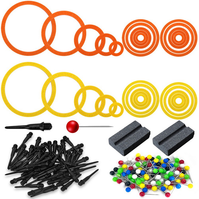 30개 다트 연습 링 내경 15/20/30/50/65mm 펠트 다트 연습 링 초보자 훈련용 다트 액세서리 세트 검은색 소프트 다트 헤드 다채로운 다트 바늘 다트 샤프닝 스톤, 1개