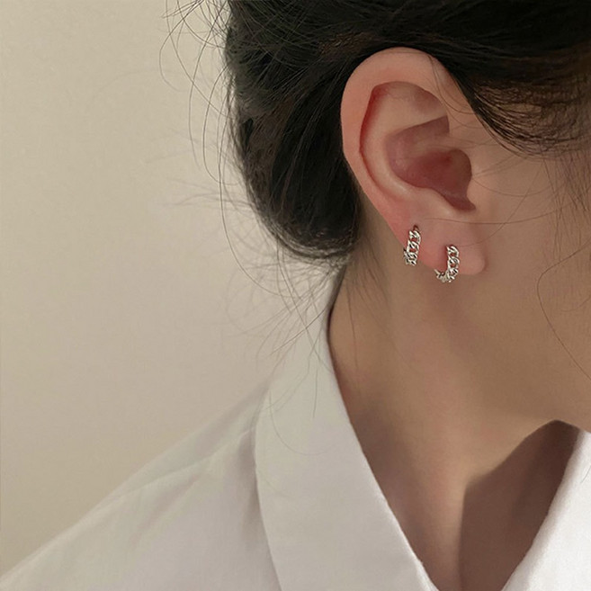 하이유니 체인 실버925 링 은 귀걸이 한쌍