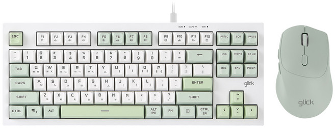 지클릭커 오피스프로 OPS60 사일런스 M 다쿠아즈 87 키보드 마우스 세트 그린위치 CR1, 텐키리스, OPS60 87키