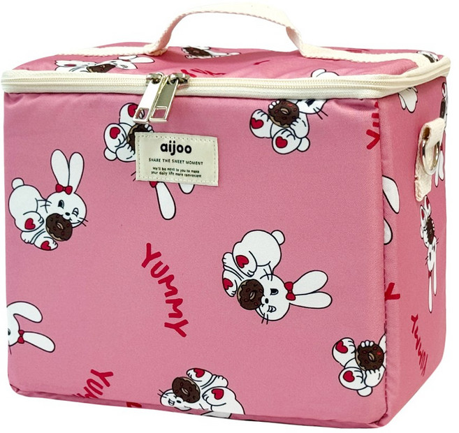 아이주 사각 쿨러백 보냉 가방 이유식 가방 피크닉 가방 보온 아이스백, 도넛토끼 사각쿨러백