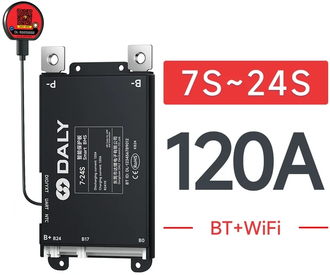 데일리 스마트 BMS 30A WIFI 내장 블루투스 7S 13S 리튬인산철(LiFePO4) 리튬이온(Li-ion) LTO 배터리, 01 빠른  Mainland, 10 7S-24S 120A BMS WIFI