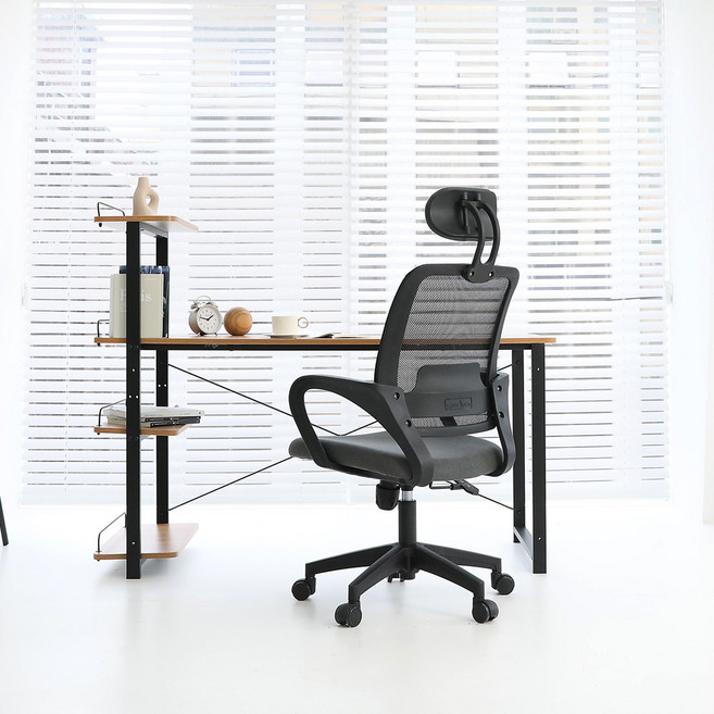 린백 LB11HB 학생 책상 사무용 컴퓨터 팔걸이 높이조절 요추 메쉬 의자, 그레이