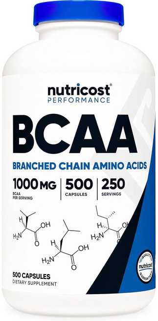 Nutricost BCAA 뉴트리코스트 BCAA 1000mg 500캡슐 2팩, 500정, 2개