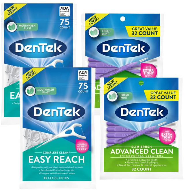 덴텍 이지 리치 강력한 치실 75개 3팩으로 완벽한 클린 치실 추천 제품, 214 Count (Pack of 1), Picks