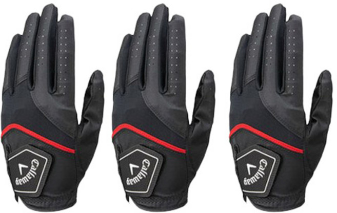 캘러웨이 남성용 2023 퓨전 골프장갑 왼손용 세트, 블랙, 3개