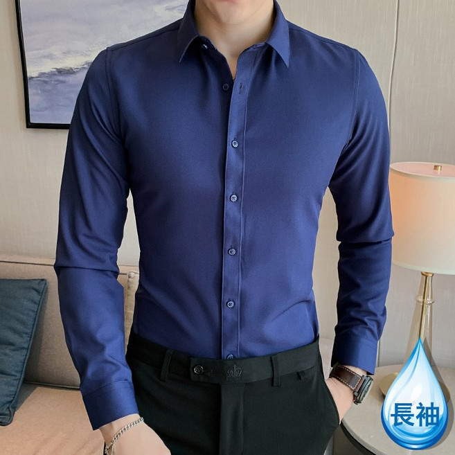 輕奢商務襯衫男白襯衫新款免燙長袖西裝男款襯衣男士修身高級白色